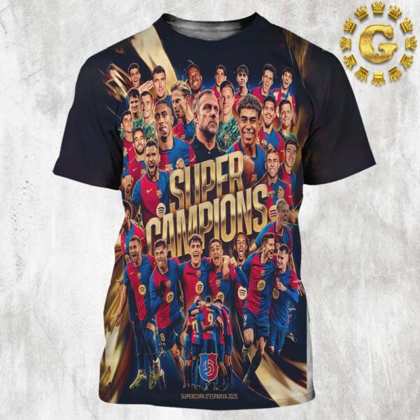 Barcelona FC Are Super Champions 2025 All Over Print Shirt