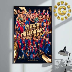 Barcelona FC Are Super Champions 2025 Home Decor Poster Canvas