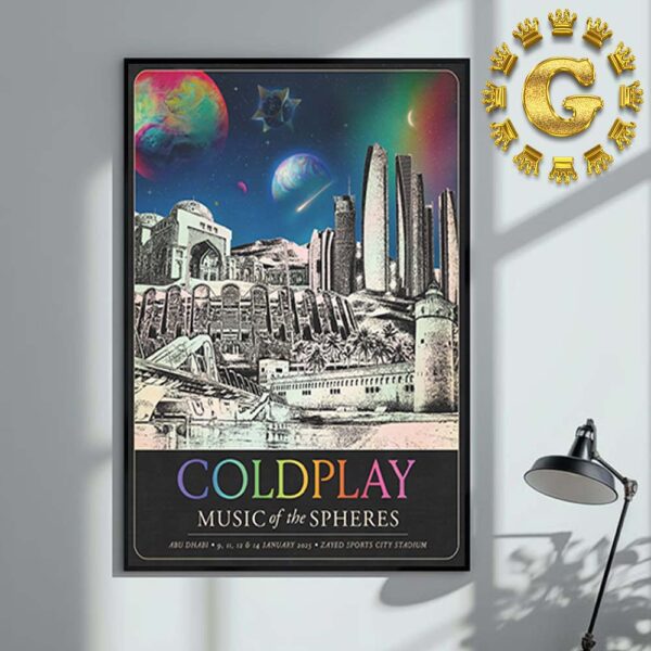 Coldplay Limited Edition Tour Poster Music Of The Soheres At Zayed Sports City Stadium In Abu Dhabi On January 9 11 12 And 14 2025 Home Decor Poster Canvas