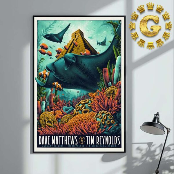 Dave Matthews Tim Reynolds Official Poster In Riviera Maya Mexico At Moon Palace On January 26th 2025 Home Decor Poster Canvas