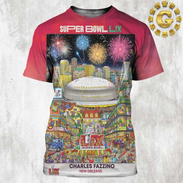 Super Bowl LIX New Orleans 2025 Official NFL Football Commemorative Pop Art Poster All Over Print Shirt